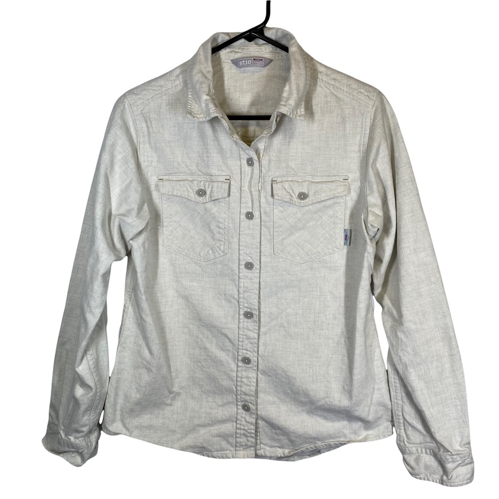Stio Cream 100% Organic Cotton Long Sleeve Button Front Shirt M